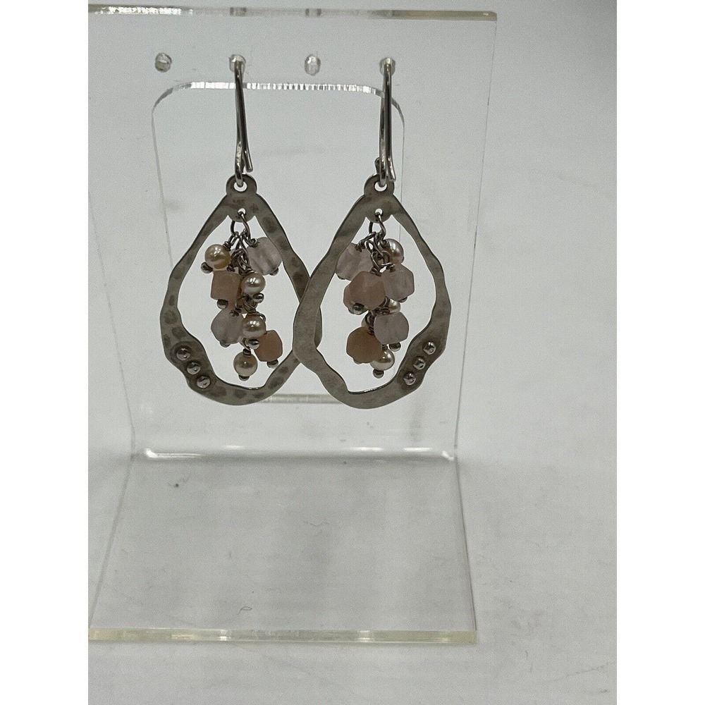 Silpada Earrings W2211 Blush Grape Pink‎ Soapstone Pearl Quartz Dangle Silver - Picture 2 of 12